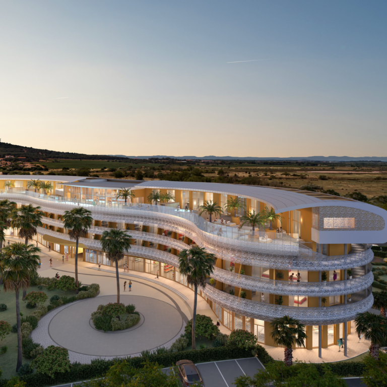 Le Vibes Resort in Cap d'Agde at sunset, host hotel of the Libertine 2027 takeover